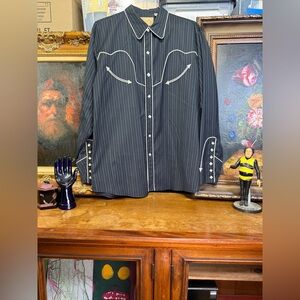 Scully Men's Black Western Pinstripe Shirt